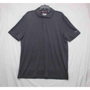 FILA Black Short Sleeve Buttoned Collared Polo Shirt Mens Size Large